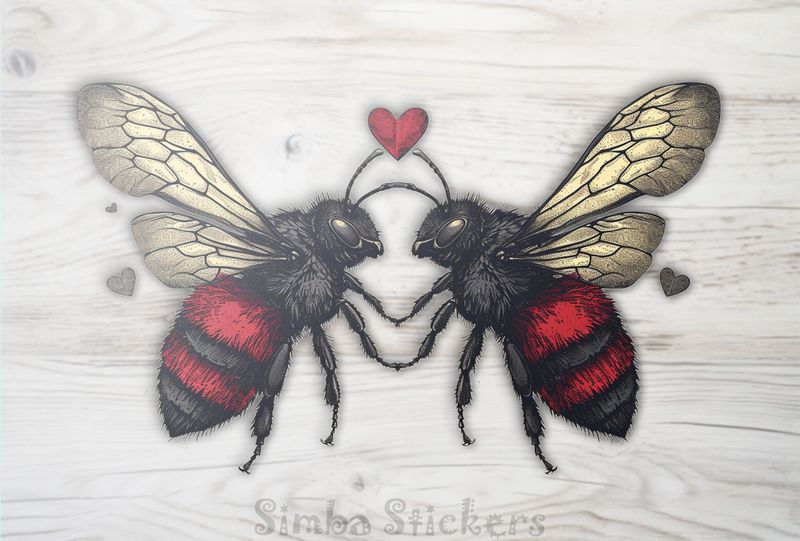 Bees antenna-to-antenna in love, buzzing