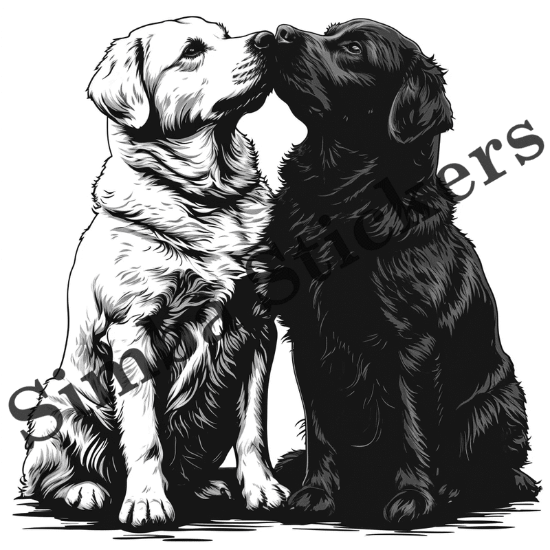 Dogs in love, outline art, image set, 10 images
