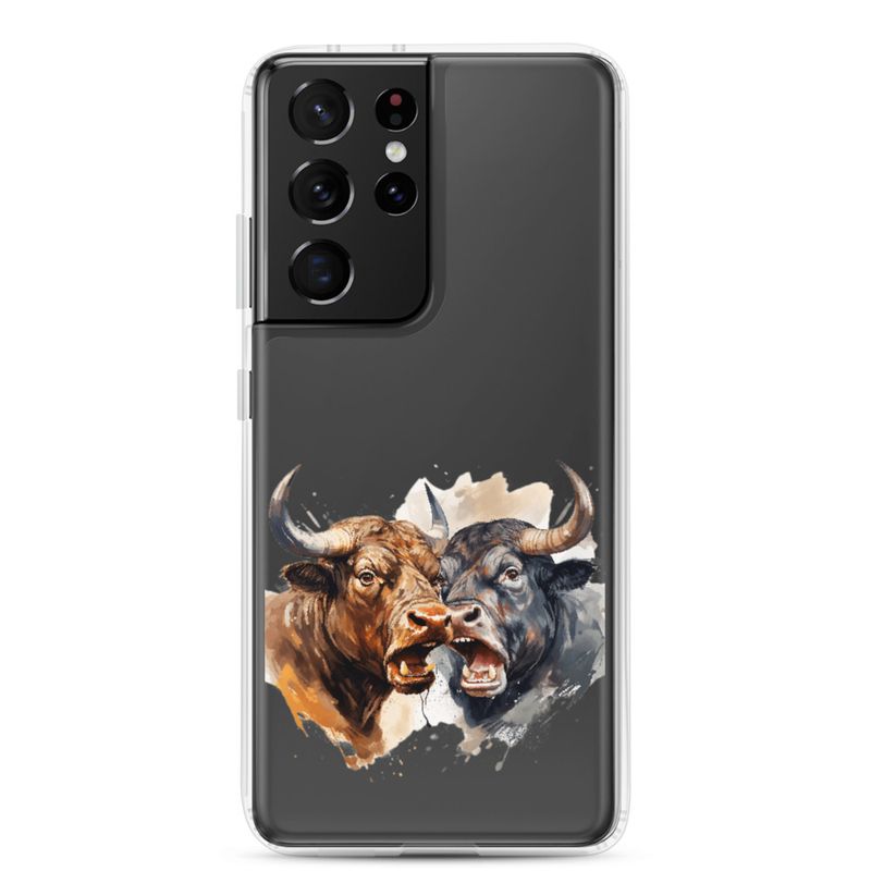 Clear Case for Samsung, Bulls facing up to each other, watercolour, dx5eff