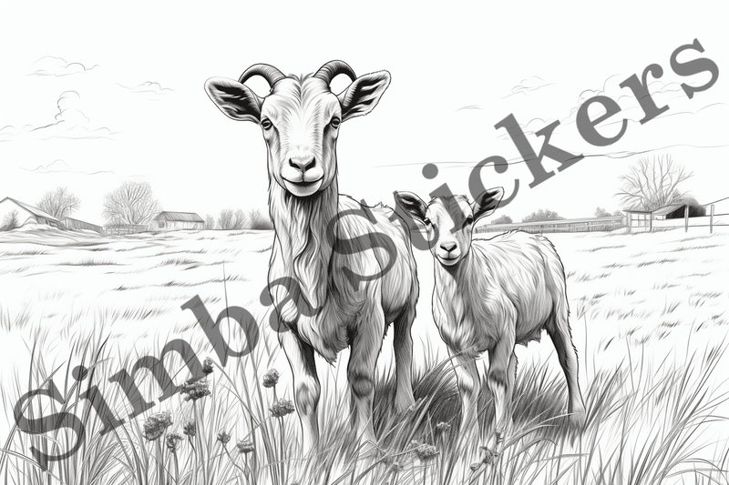 Colouring pages, Bundle of goats, 25 images