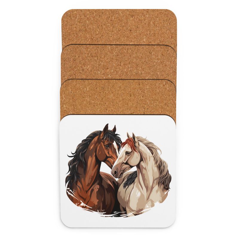 Cork-Back Coaster, Horses nose-to-nose, jbgjpy
