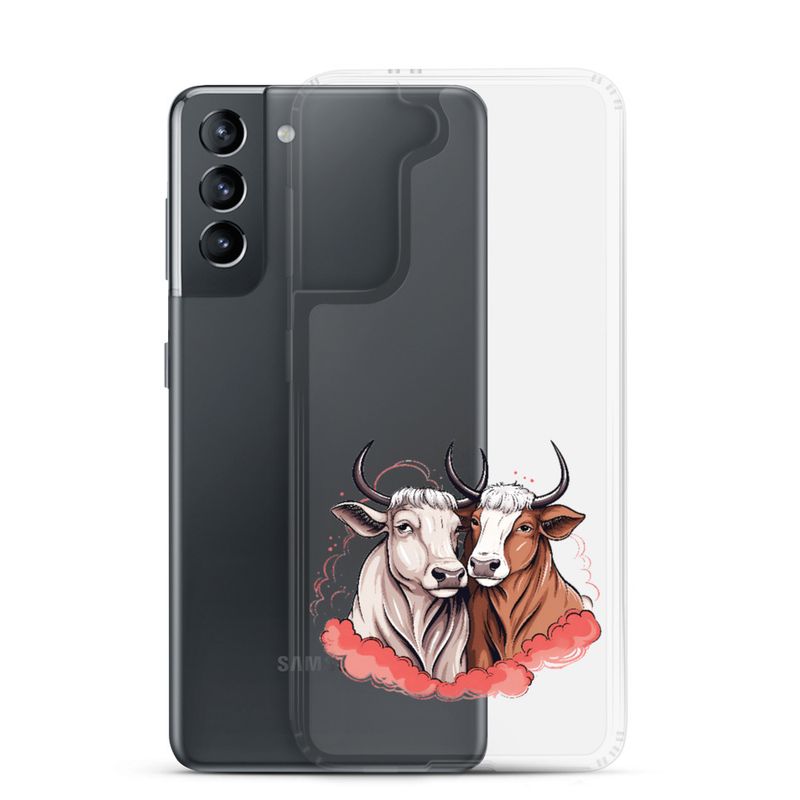 Clear Case for Samsung, Bull and cow, romantic, reddish clouds, qoucds