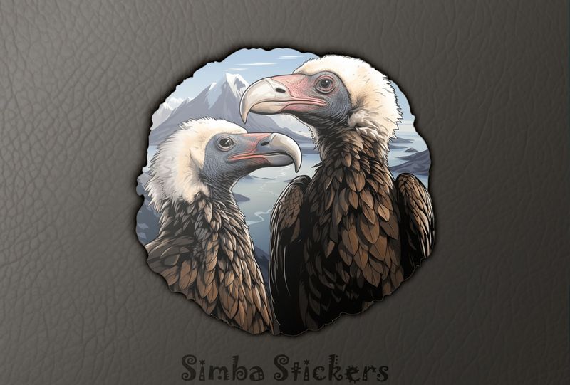 Vultures in love beak-to-beak in the mountains, gh91ie
