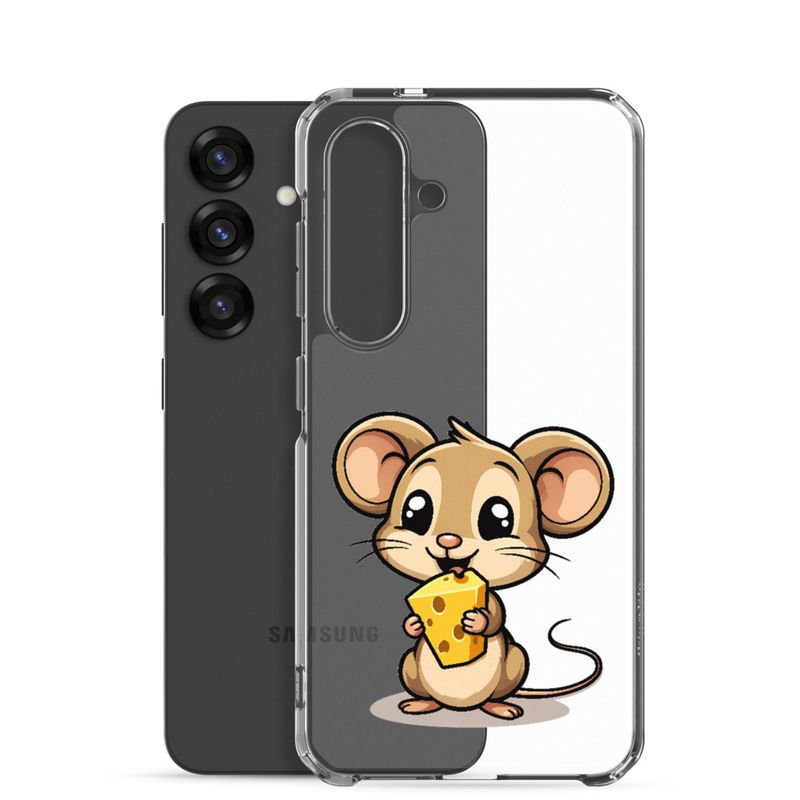 Clear Case for Samsung, Small Mouse happily licking large chunk of cheese, pqapy6