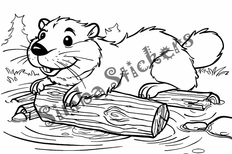 Colouring pages, bundle of singular beavers, 25 images