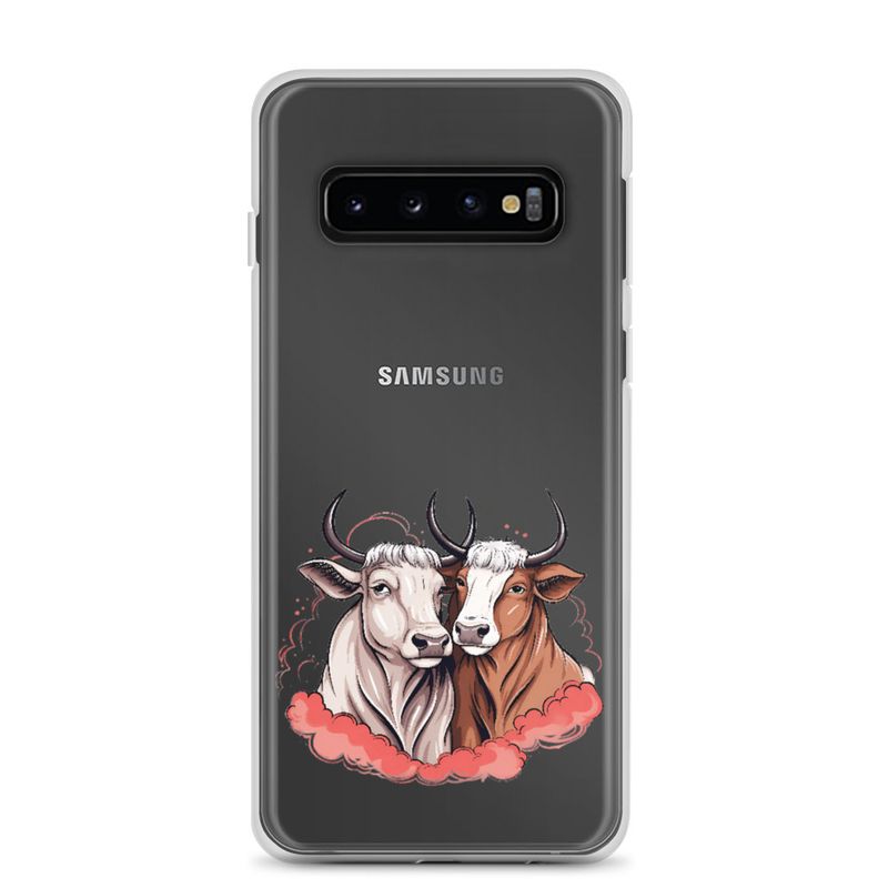 Clear Case for Samsung, Bull and cow, romantic, reddish clouds, qoucds