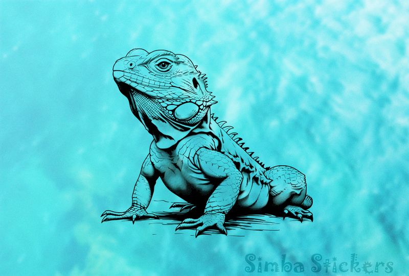 Lizards resting with front raised, outline art