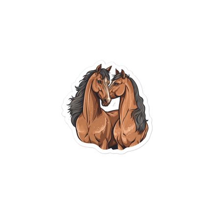 Sticker 3x3, Two brown horses snuggling, tdwcyd