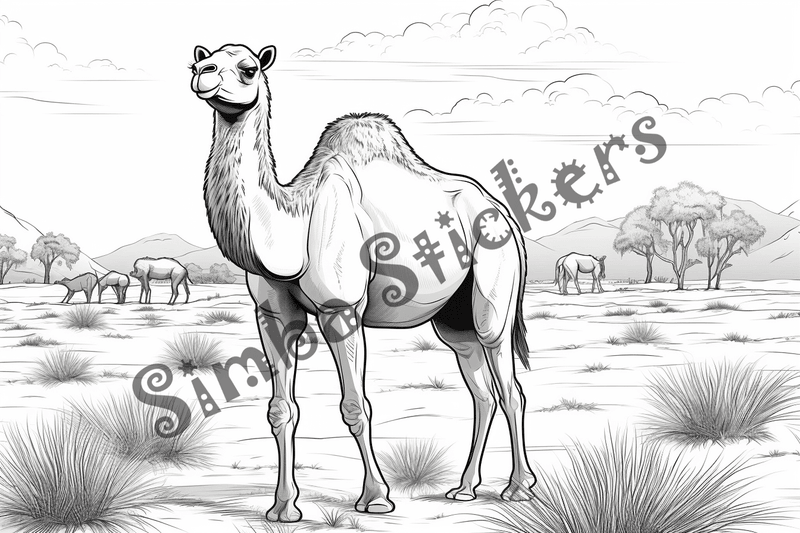 Colouring pages, bundle of camels, 25 images 2