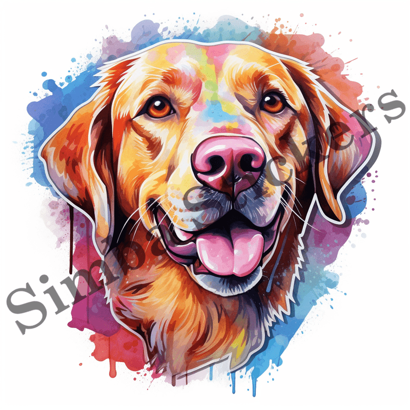 Labrador Retriever dogs, watercolour portraits, image set, 10 images