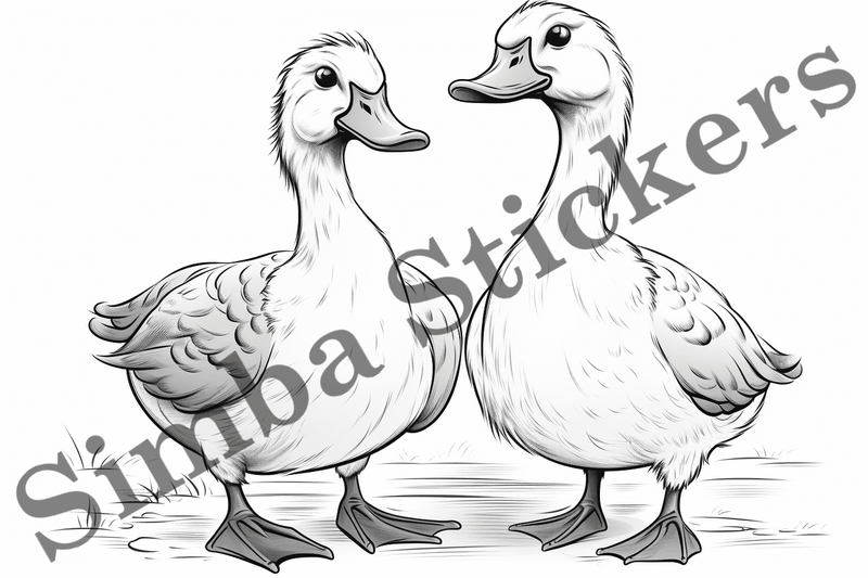 Colouring pages, Bundle of ducks in love, 10 images