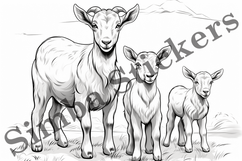 Colouring pages, Bundle of goats, 25 images