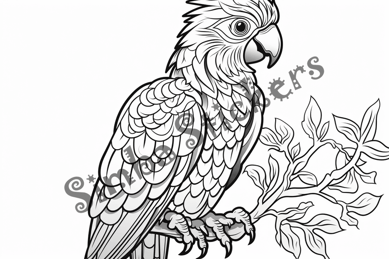 Colouring pages, bundle of parrots 2, 25 images