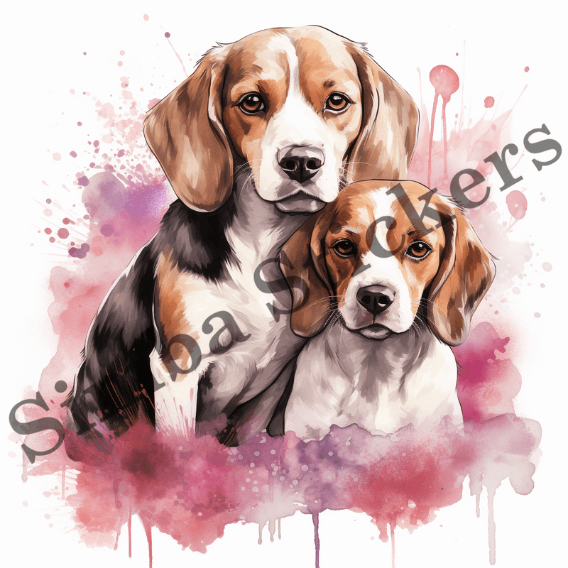 Beagle dogs in love, image set, 10 images