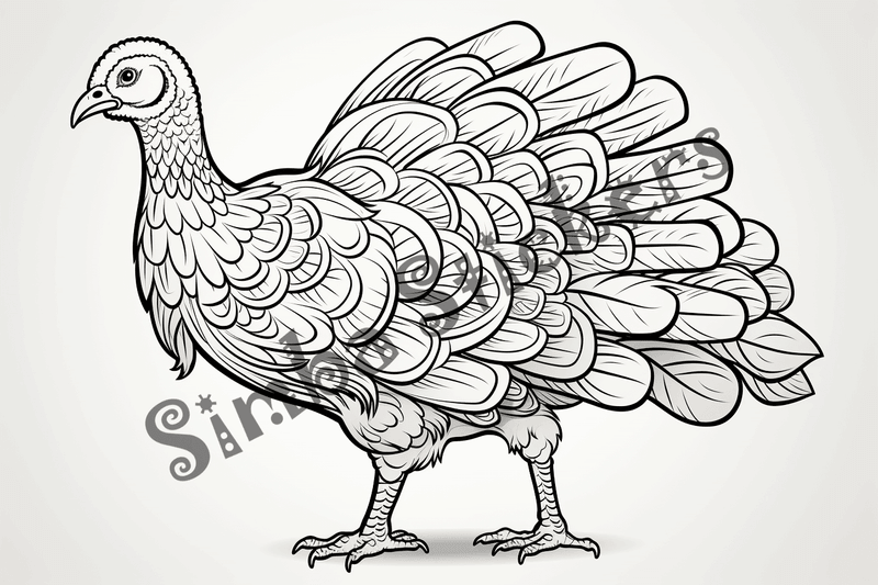 Colouring pages, bundle of turkeys, 50 images