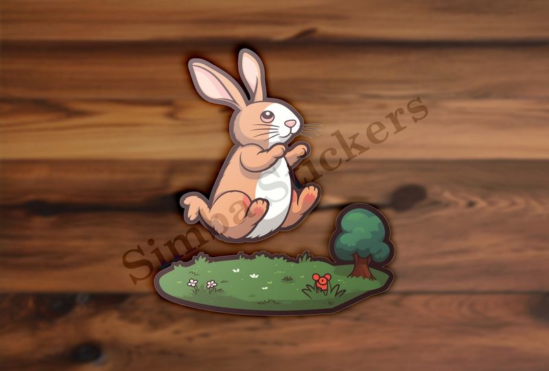Rabbit jumping on grass