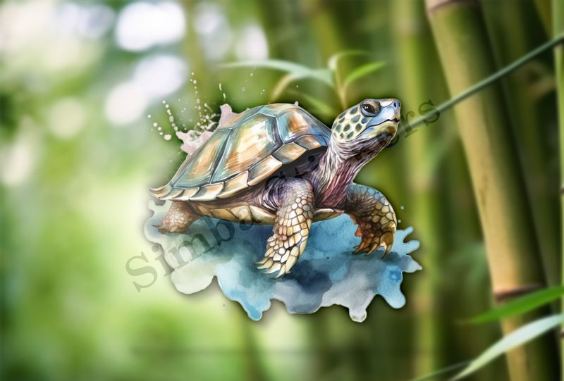 Tortoise walking, watercolour