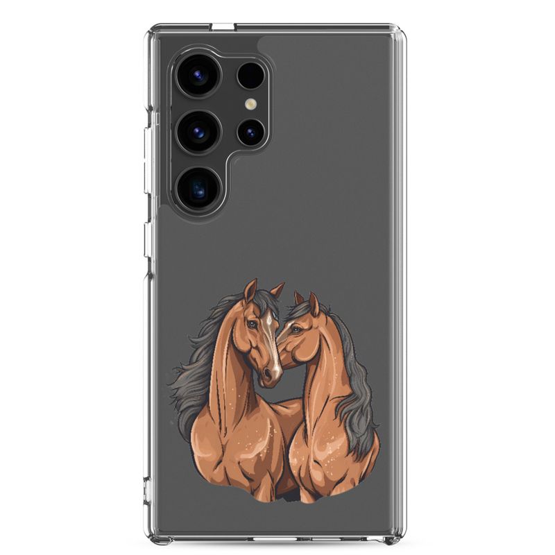 Clear Case for Samsung, Two brown horses snuggling, tdwcyd