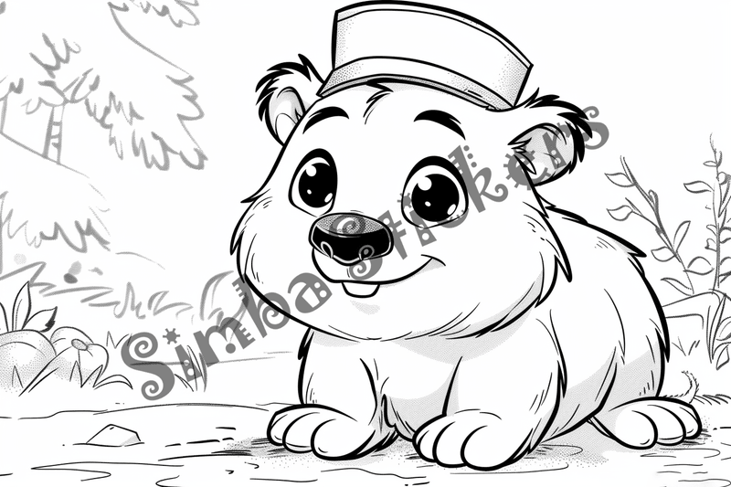 Colouring pages, bundle of beavers in hats, clothes, or glasses, 25 images