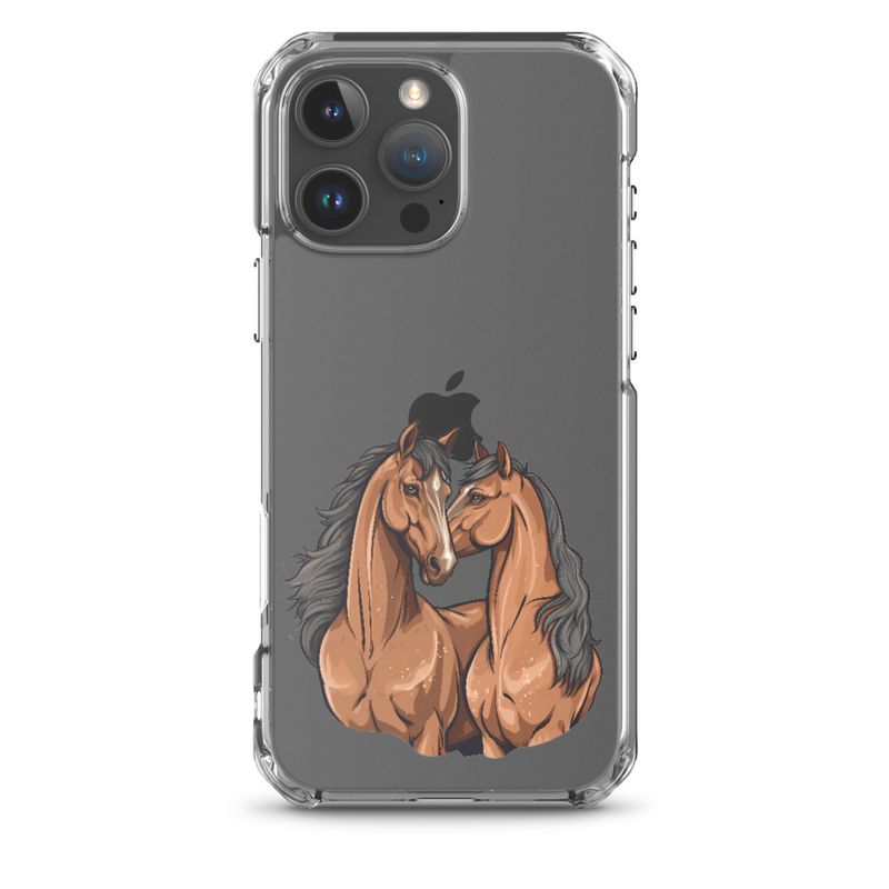 Clear Case for iPhone, Two brown horses snuggling, tdwcyd