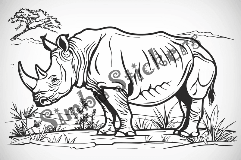 Colouring pages, bundle of rhinos, 10 images