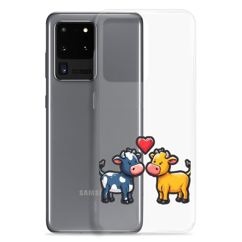 Clear Case for Samsung, Cattle, bull and cow in love, colourful , heart in picture, fvta2y