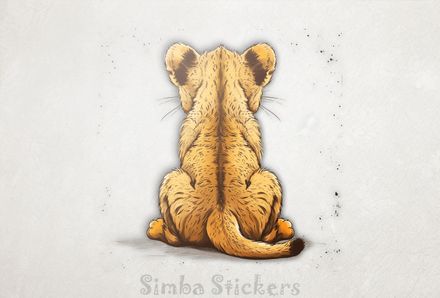 Lion cub sitting, from the back, nlidfz