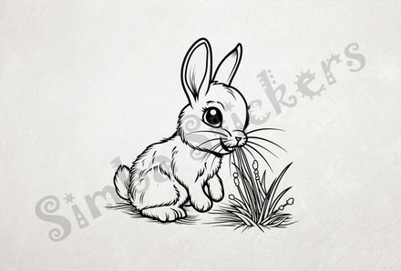 Hare in the grass, outline art