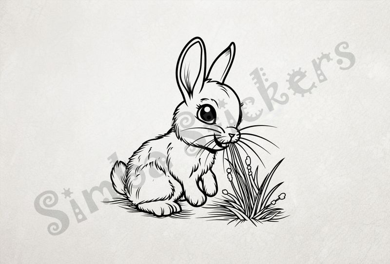 Hare in the grass, outline art
