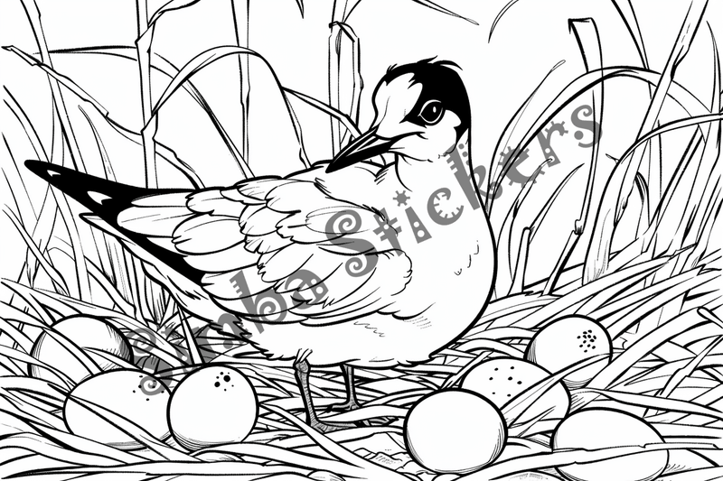 Colouring pages, bundle of seagulls with eggs 10 images