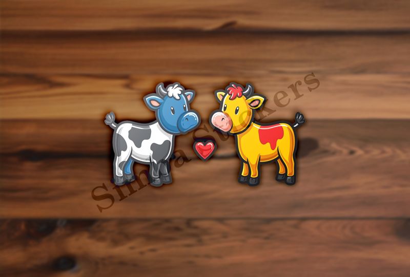Cattle, bull and cow in love, both colourful, zbyzzs