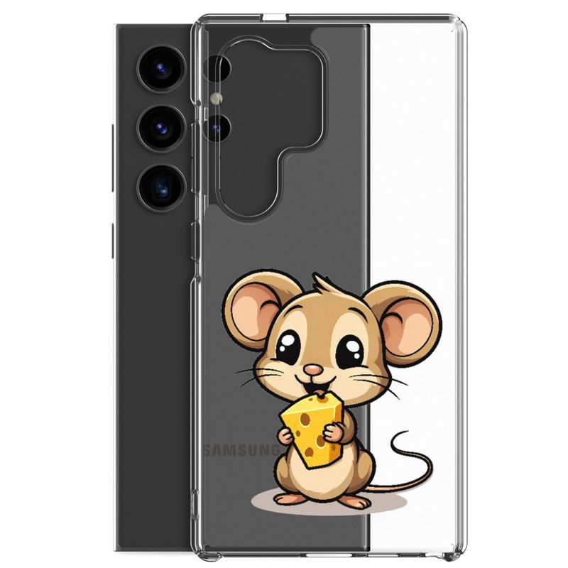 Clear Case for Samsung, Small Mouse happily licking large chunk of cheese, pqapy6