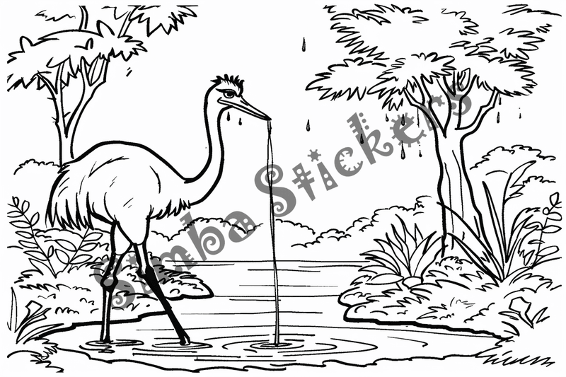 Colouring pages, bundle of ostriches, 50 images