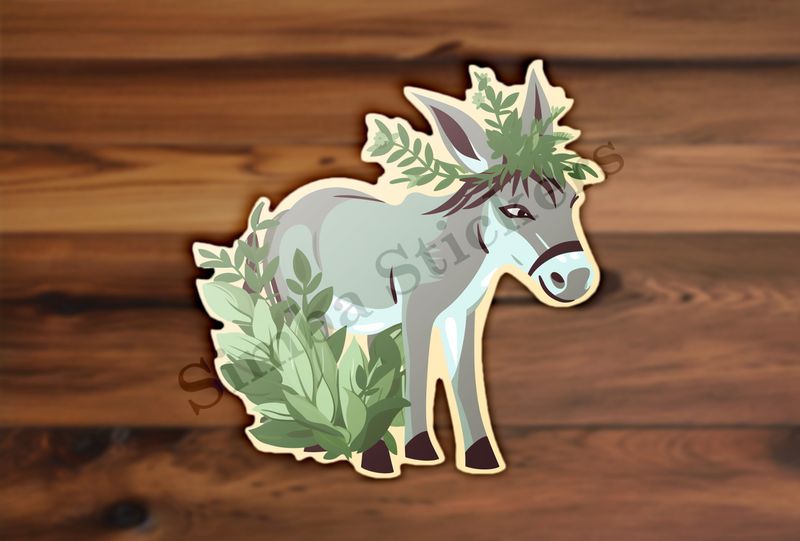 Donkey in leaves