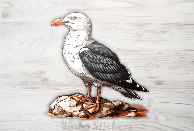 Seagull on small rocks, ouhbh4