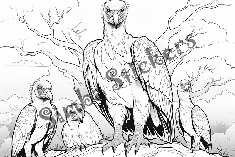 Colouring pages, bundle of vultures, 50 images, kqxcna