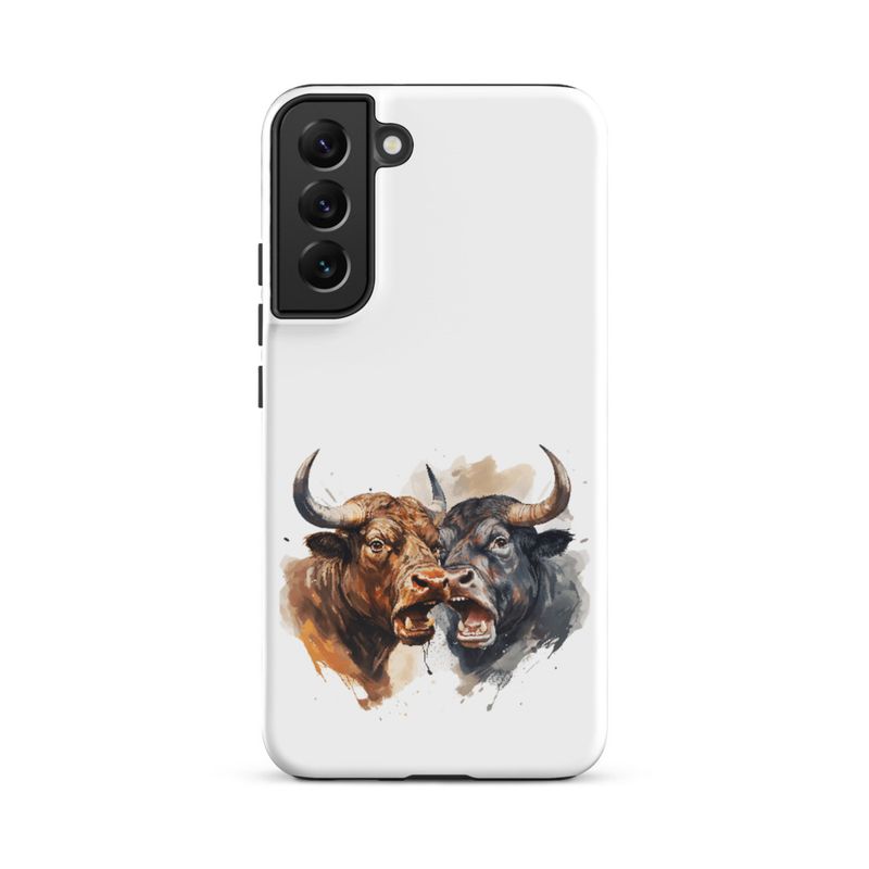 Tough Case for Samsung, Bulls facing up to each other, watercolour, dx5eff