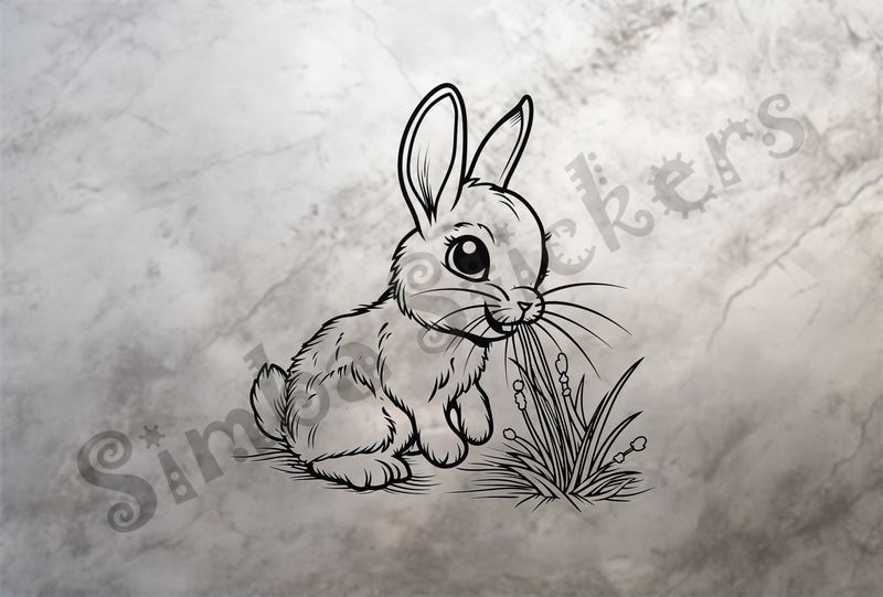 Hare in the grass, outline art