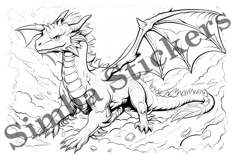 Colouring pages, bundle of dragons, 25 images
