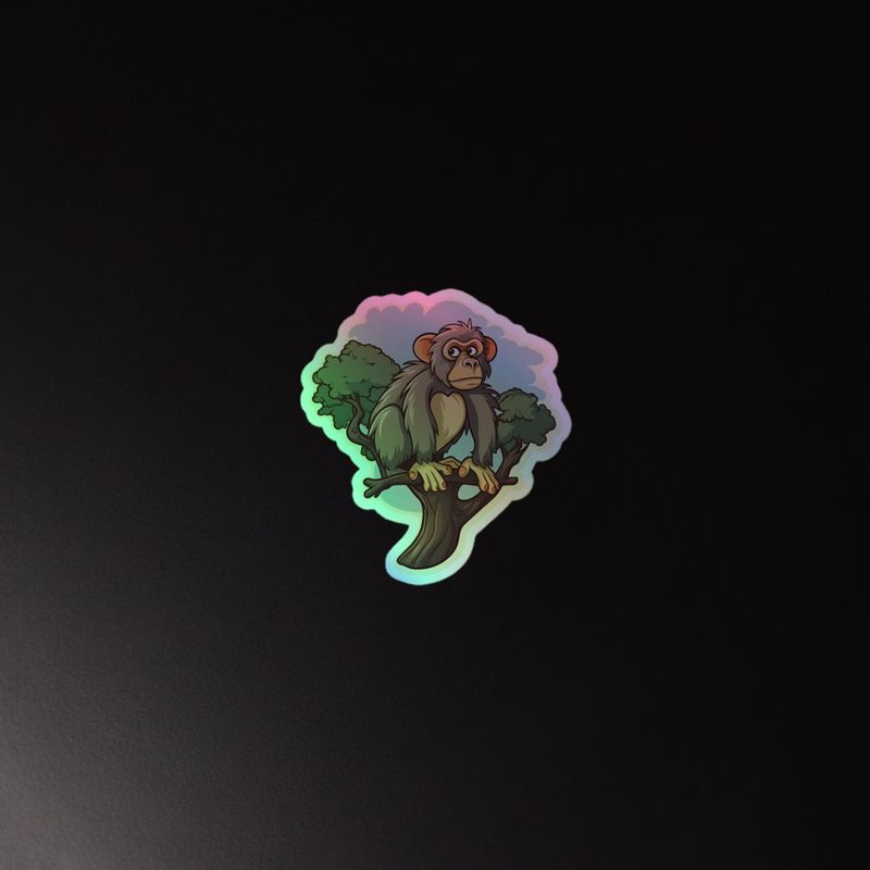 Kiss-Cut Holographic Stickers, Baboon on branch in a tree 