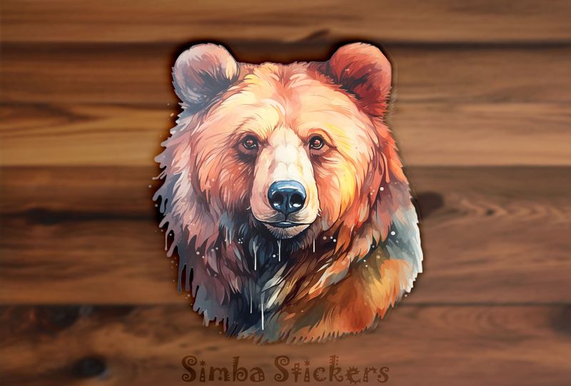 Bear staring, warm watercolour, e8xlk4