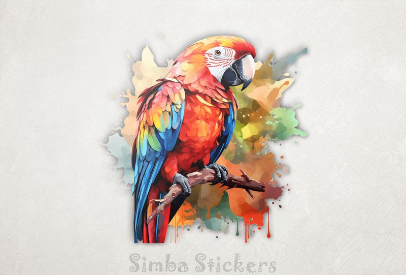 Parrot perching with splashy background, watercolour, cgagz7