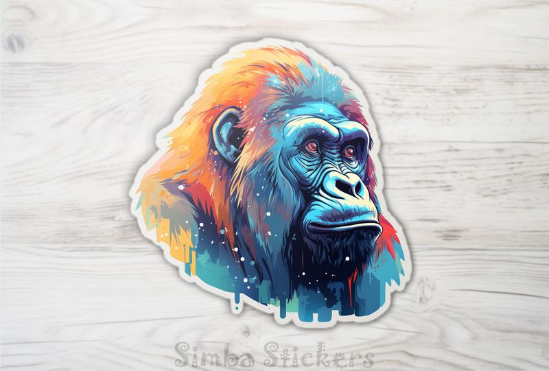 Gorilla in colourful framing, dv4q0j