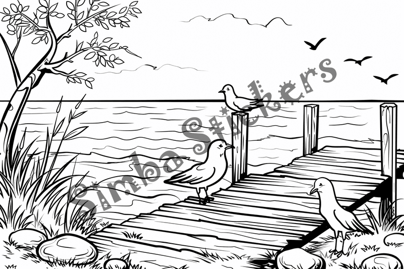 Colouring pages, bundle of seagulls 2, 25 images