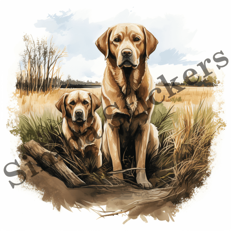 Labrador Retriever dogs outdoors, watercolour, image set, 10 images