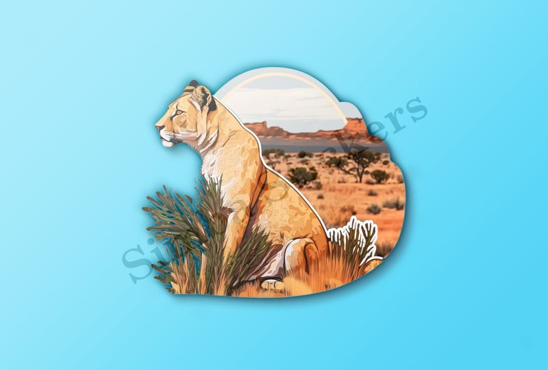 Lioness sitting in the Savanna