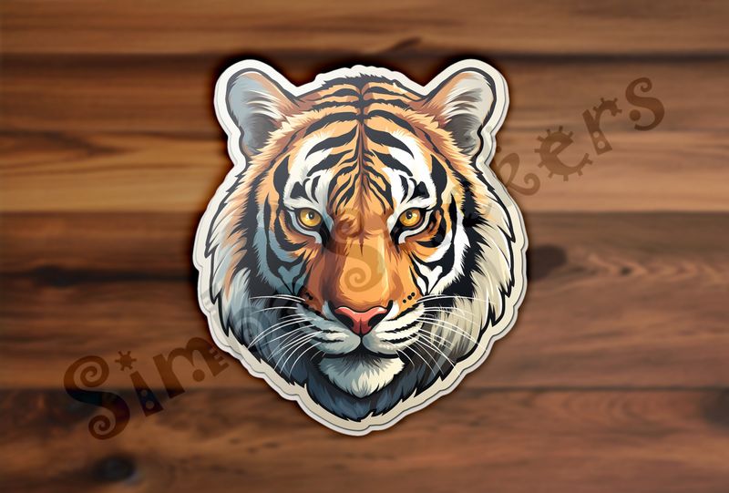 Tiger face, stone-faced gaze
