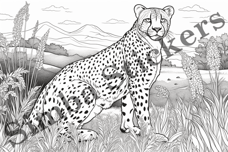 Colouring pages, Bundle of cheetahs, 25 images