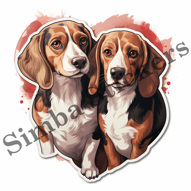 Beagle dogs in love, image set, 10 images
