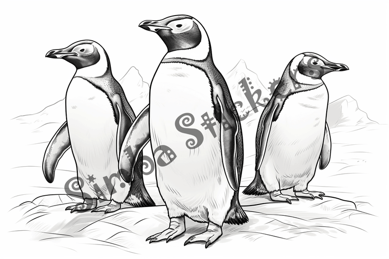 Colouring pages, bundle of penguins, 25 images
